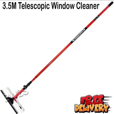 £13.40 • Buy 3.5m 10ft Telescopic Window Cleaner Cleaning Brush Extending Wash Head Squeegee