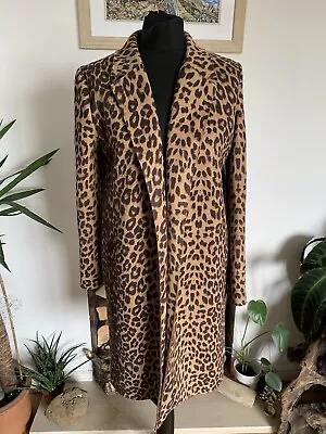 ZARA Leopard Print Faux Suede Jacket - Duster Coat Blazer Coatigan - Size Small • $43.50