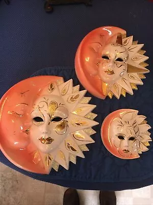 NOB Italian Maschera Del Galeone Sun And Moon Pink White And Gold Venetian Mask • $147.50