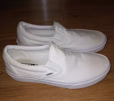 Vans Slip On Classic Sneakers Unisex Canvas Shoes White Men's 8.5/Women's 10 • $24.99