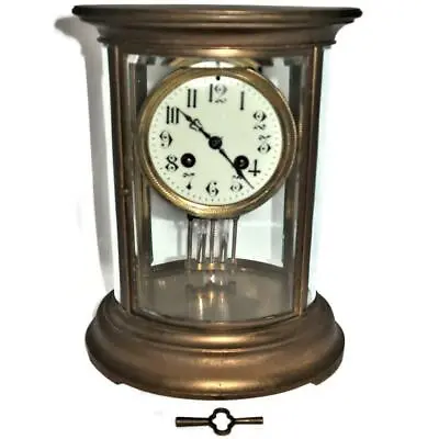 Antique Louis Brocot 8 Day French Regulator Brass Mantel Clock W/ Beveled Glass • $629.99