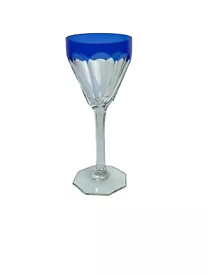 Vintage Cobalt Blue CUT CRYSTAL Glass 4 Oz Wine Glass Stemware • $48