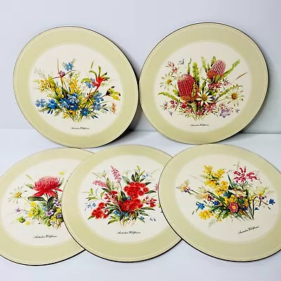 5 X Pimpernel Round Placemats Acrylic Australian Wildflowers Boxed Vintage • $15.99