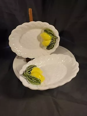 Vintage J. Willfred Sadek Import Co. Ceramic Dishes (2) Lemons On Basketweave  • $12.57