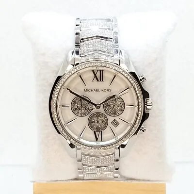 Michael Kors Mk6728 Whitney Silver Tone Chronograph Glitz Dial Womens Watch • $139