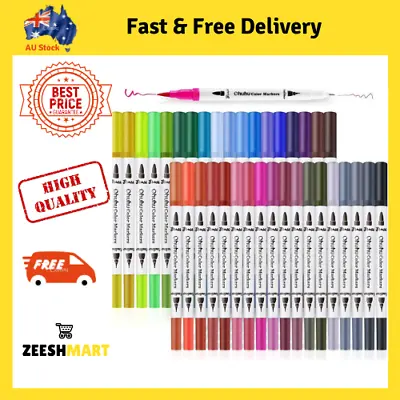 Ohuhu Art Markers Dual Tips Coloring Brush Pen & Fineliner Color Pens 36 Colours • $46.99