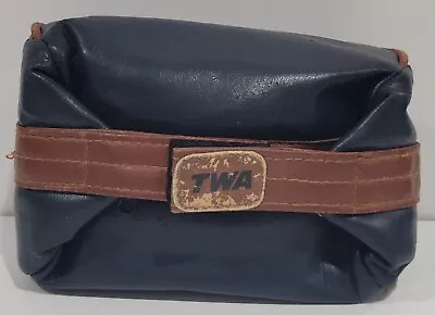 TWA Airlines Vintage Toiletries Bag Blue Brown • $2.99