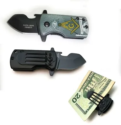 Masonic Pocket Knife  Money Clip Bottle Opener Gift Boxed • $14.36