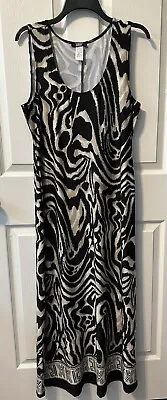 Beautiful MSK Sleeveless Maxi Dress Size L = 10 Multi Color Black / Tan Hues  • $6