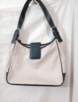 Vintage Coach  D Choc.Leather And Cream Canvas  Handbag  In Great Condition.  • $28.99