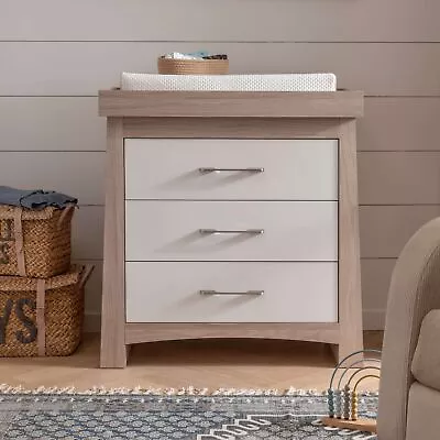 Baby Dresser Changer With Removable Top - Lana Ash Changing Table With 3 Drawers • £559