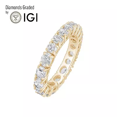 IGI Certified Lab Grown Diamond 2.3Ct Full Eternity Wedding Band 14K Yellow Gold • $1049.99