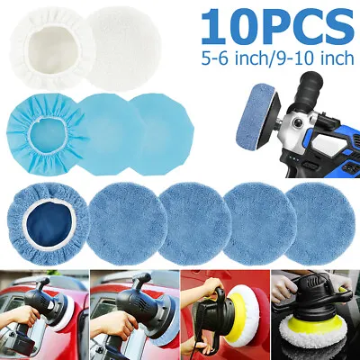 £9.99 • Buy 10PCS 5 6 Inch Car Microfiber Polisher Bonnets Polishing Pads Wax Wash Buffer+