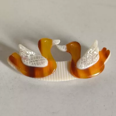 Lea Stein Brooch- Two Ducks -  Rare Genuine Vintage Retro • £65