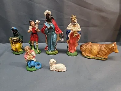 Vintage Italian Nativity Set Of 7 Christmas Manger Scene Figures Made In Italy • $49.99