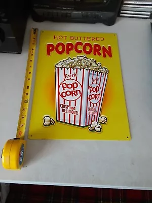 Hot Buttered Popcorn - Metal Sign Movie Theater 12.5”x 16.7” VG • $7.99