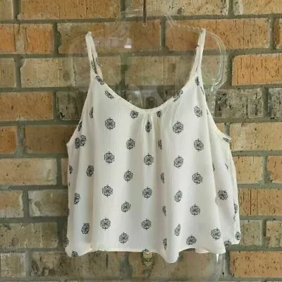 Mossimo Womens Cream & Blue Floral Print Adjustable Strap Camisole Tank Top 2XL • $14.92