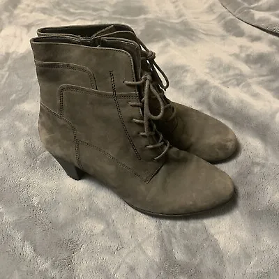 Gabor Womens Gray Suede￼ Leather Ankle Boots Size 7 Lace Up & Zip • $29.99