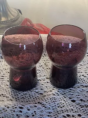 Vintage Maracan Amethest Glass 2 Votive / Tealight Candle Holders 4 5/8  • $21