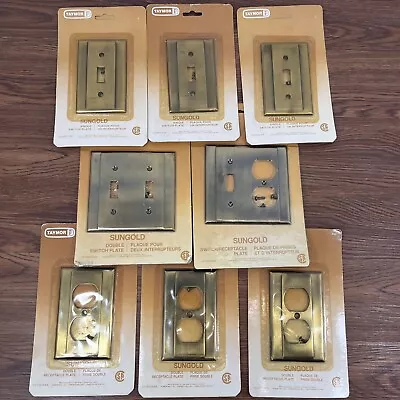 8 X Vintage Taymor SUNGOLD - Brass Gold Outlet Switch Plug Plate Covers Lot • $68