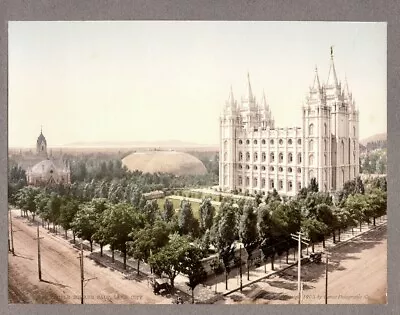 1890's PHOTOCHROME USA Temple Square Salt Lake City Utah Mormon LDS Church • $125