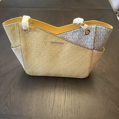 Michael Kors Jet Set Travel Large Chain Shoulder Tote Daffodil Yellow • $110.46