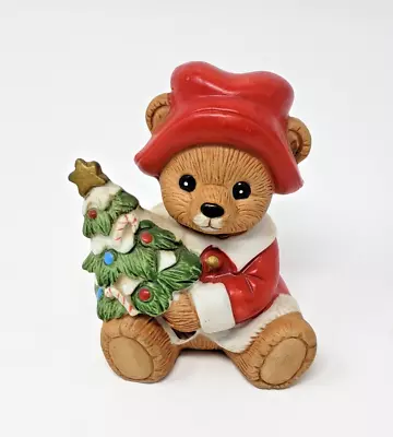 Vintage Homco Christmas Teddy Bear Decorated Tree Red Hat Porcelain Figurine • $3