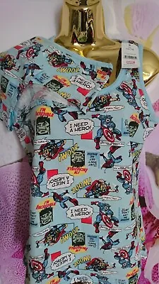 Nice New Marvel Ladies Womens Top  Vest T-shirt Pyjama Set Size 12 14 • £5.99