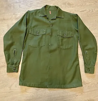 VTG 60’s Era USMC Long Sleeve Uniform  Shirt-Olive Green-Heavy Cotton Fabric • $29.95