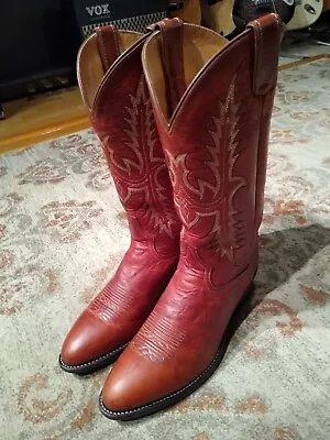 Tony Lama Vaquero Distressed Brown Leather R Toe Cowboy Boots #vm2201 Mens 10.5d • $59.95