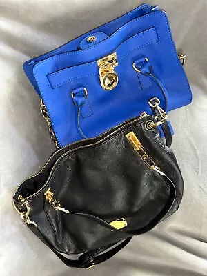 Michael Kors Black And Blue Purse Shoulder Bag Cross Body Great Condition • $69