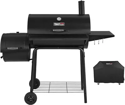 Charcoal Grill Offset Smoker With Cover 811 Square Inches Black Outdoor Camping • $165.29