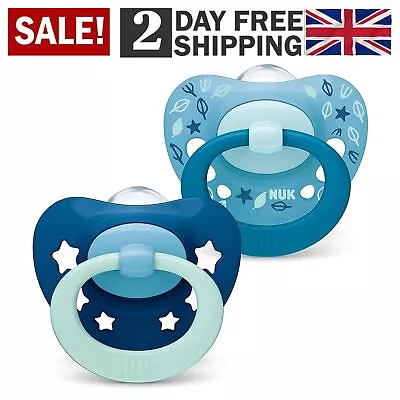 £7.15 • Buy NUK Signature Baby Dummy 6-18 Months BPA-Free Silicone Soothers Blue Stars 2x