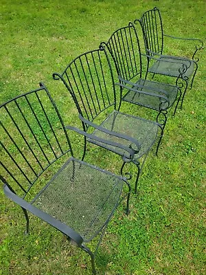  Vintage Wrought Iron Black Back Patio  Chairs  • $429.99