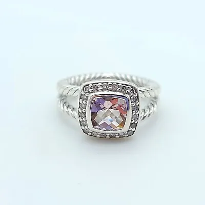 David Yurman Sterling Silver Petite Albion White Topaz & Diamond Ring Size 6 • $289.99