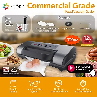 Flora Commercial Food Vacuum Sealer Saver Storage Machine Bonus Precut 22 28 Bag • $139.95