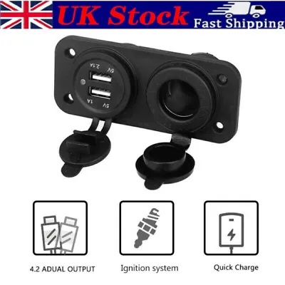 Camper Van Double Twin USB Socket 3.1A Cigarette Charger Motorhome Boat 12v/24v • £8.39