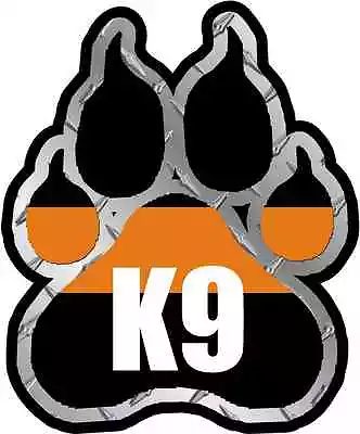 SAR Search And Rescue K9 Paw Decal K-9 Dog Unit Thin Orange Line Vinyl Sticker V • $6.25