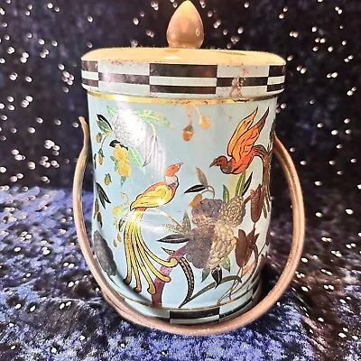 Vtg Regal Crown Birds Of Paradise Tin Barrel Canister Tea Murray Allen Kitchen • $6.99