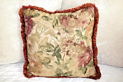 Set Of 2 Floral Wine Throw Pillow Set Cabbage Rose & Hydrangea • $49