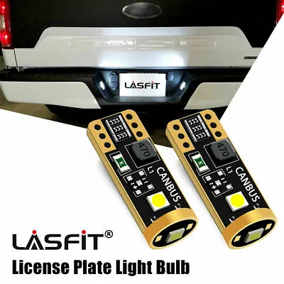 LASFIT T10 LED License Plate Light Bulbs 6000K Super Bright White 168 2825 194 • $9.99