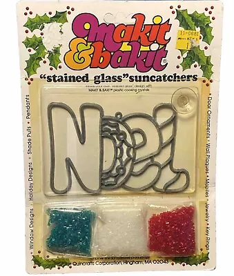 VINTAGE Makit & Bakit DIY Stained Glass Sun Catcher Kit - 70s NOEL CHRISTMAS NEW • $13.95
