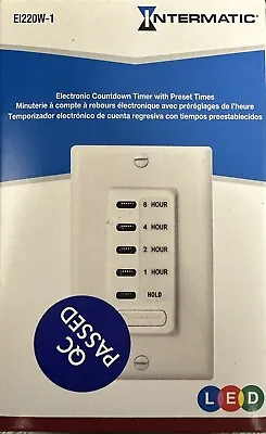 Intermatic EI220W-1 In-Wall Electronic Countdown Timer 1/2/4/8 Hour IT-30070 • $18.95