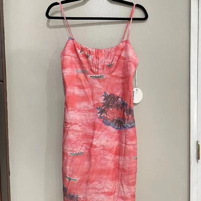 $114.99 • Buy Staud Midi Dress Size 0 Bell Dress Red Island Midi Pink MSRP $215 NWT