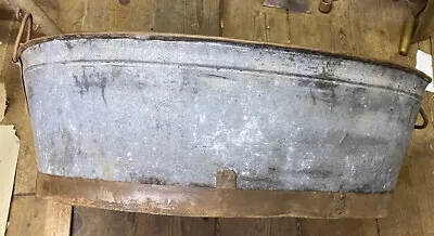 Vintage /Antique Galvanised Tub Bath Planter Garden Ornament With Handles • £60