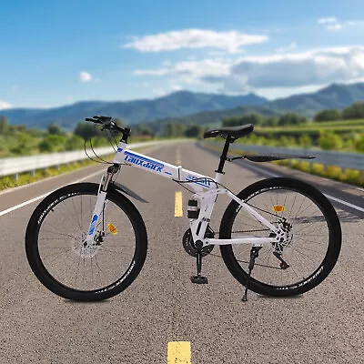 26  21-Speed Mountain Bike Folding Men Women Bikes Dual Disc Brake MTB Bicycle • $175.75