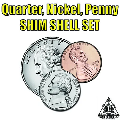 Shim Shell Coin Set US Quarter Nickel Penny - Coin Magic Tricks - Magic Trick • £18.33