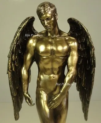 11  Nude Male Guardian Angel Winged Sculpture Statue Antique Bronze Finish • $65