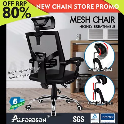 ALFORDSON Mesh Office Chair Gaming Executive Fabric Seat Racing Footrest Recline • $144.85