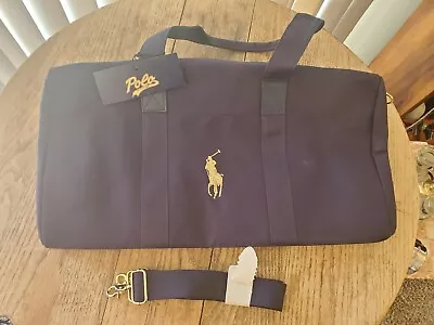 RALPH LAUREN POLO BLUE DUFFLE BAG TRAVEL WEEKEND Big Pony Gold See Pictures • $19.99